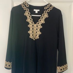 Charter Club black and gold tunic shirt.